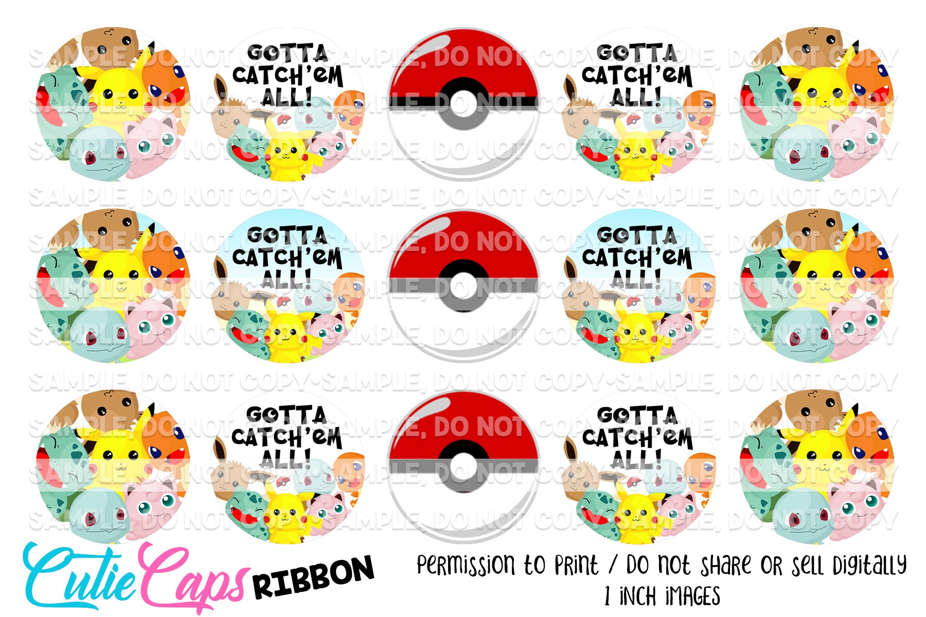 Gotta Catch Em All, 1" Bottle cap images