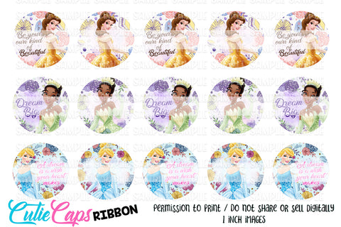 Princess Girls #2 , 1" Bottle cap images